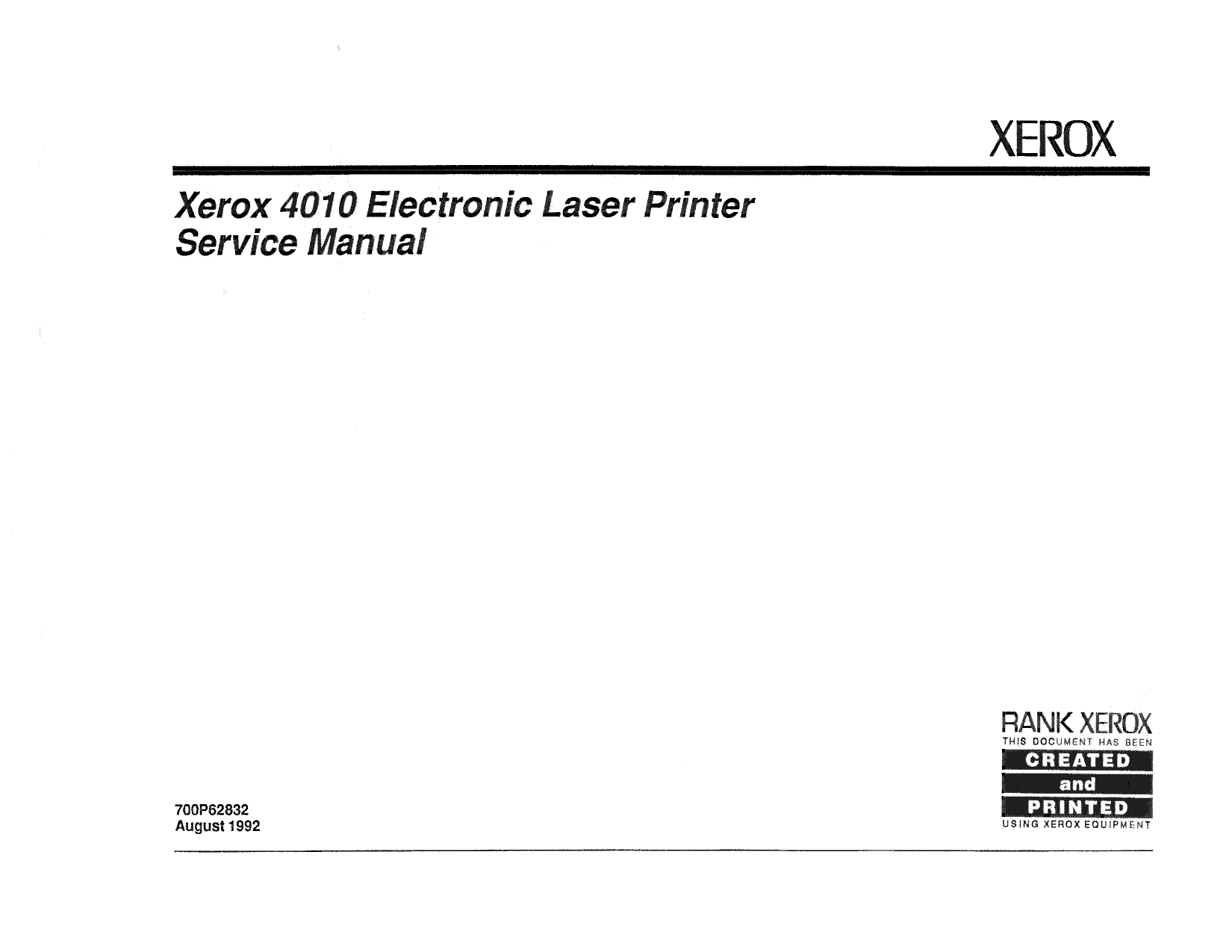 Xerox Printer 4010 Laser Parts List and Service Manual-1